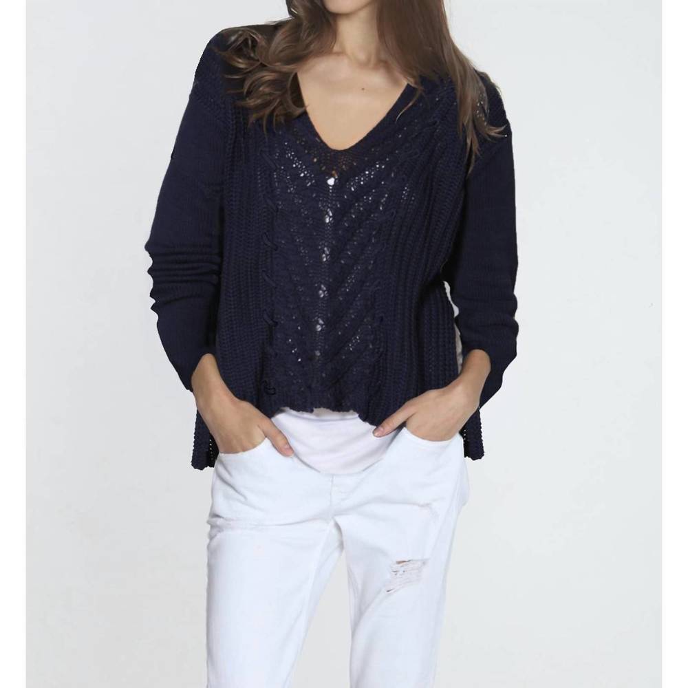 NEW LABEL+THREAD abigail cable vee in navy